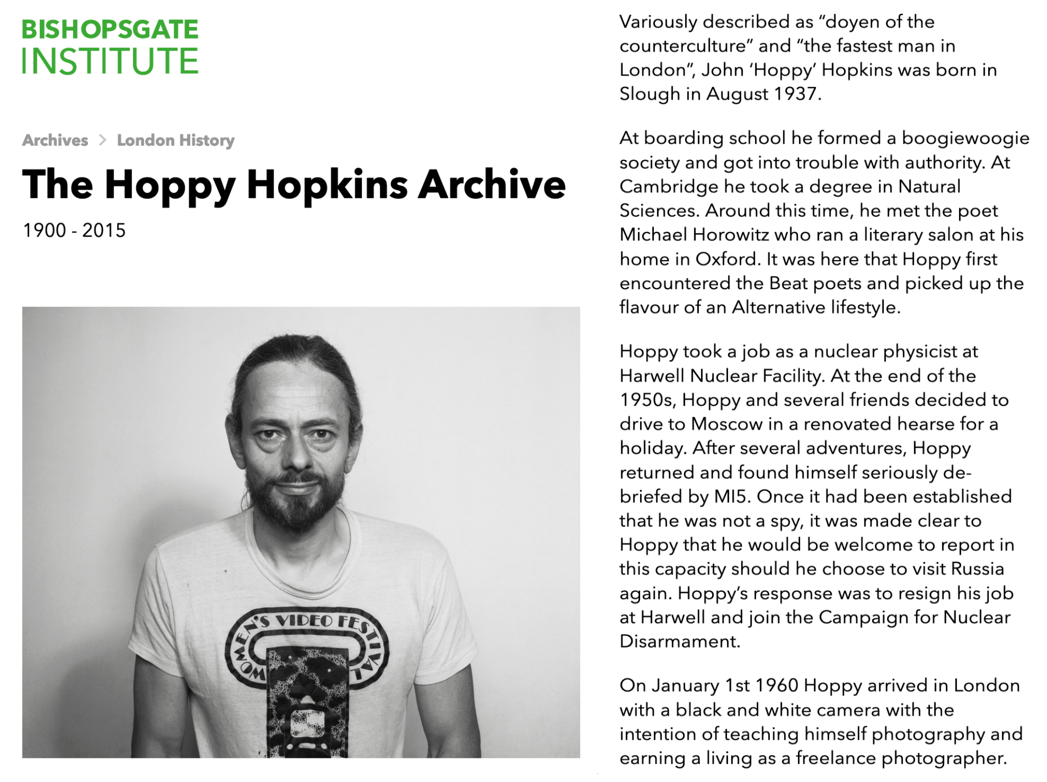 Bishopsgate Institute Hoppy Archive January 2021