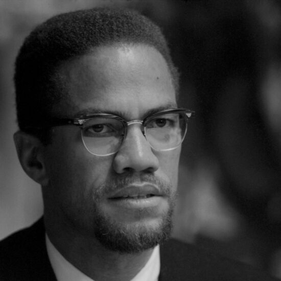 A close-up of Malcolm X as he speaks at the Malayan Islamic Study Group in Notting Hill on December 05 1964