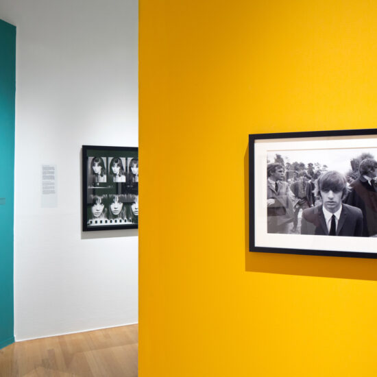 Exhibition shot of various John 'Hoppy' Hopkins photographs, in the Swinging Sixties photography exhibition at the FOAM GAllery, Amsterdam, June 2015